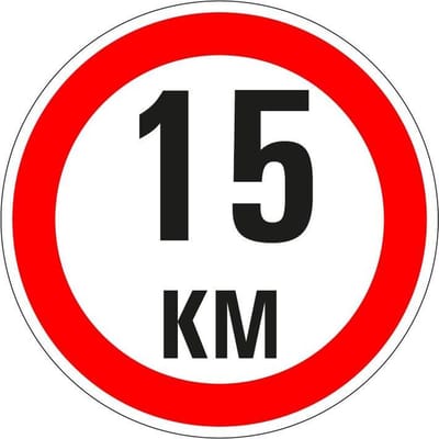 Maximaal 15 km bord - kunststof - A1 150 mm