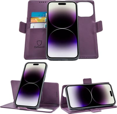 Hoesje geschikt voor iPhone 14 Pro Max Book Case - Uitneembaar - Magnetische Sluiting - Portemonnee Paars