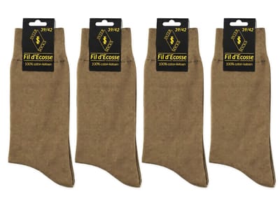 Heren - 100% katoen - naadloos - dunne katoenen heren kousen - 4 paar - beige 2 - maat 43/46