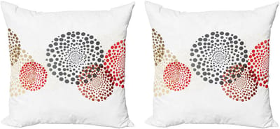 ABAKUHAUS Abstracte Kussenhoezenset (2 stuks), Omcirkelde Moderne Stippen, 45 cm, Rood, Grijs en Zwart