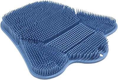 Siliconen douchekussen, douchebruik, zuigkopvoetkussen, snel droog materiaal, niet-slip veiligheidsontwerp, blauw/, voor dode huidhiel body back reinigingsbuis Dorm appartement