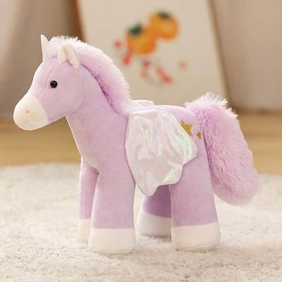1 stuks 30 cm Schattige Kleurrijke Eenhoorn Met Vleugels Pluche Poppen Gevuld Zacht Cartoon Eenhoorn Paard Speelgoed Fantastisch Verjaardagscadeau Voor Meisjes 30CM paars