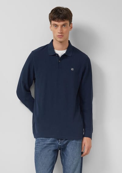 s.Oliver - male - Poloshirt met lange mouwen, wafelstructuur en logopatch