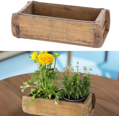 Dailygoods- Houten Kist Vintage Baksteenvorm - Opbergkist - Decoratieve Kist - Plantenbak - Oud Hout - 30x9x15cm