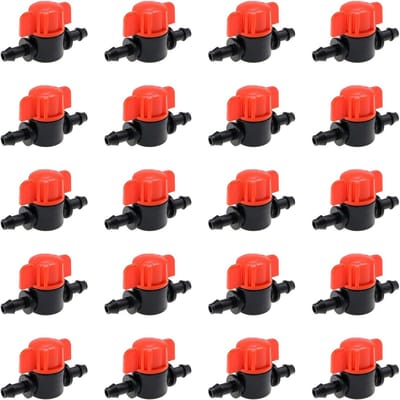Barb Shut-Off Ventiel voor Drip Irrigatie, Slangkoppeling en Tuin Gebruik, Geschikt voor 1/4 Inch Pijp met 4 mm ID en 7 mm AD, Ideaal voor Tuinen en Gewassen