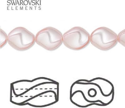Swarovski Elements, 20 stuks Swarovski curve parels, 9x8mm, rosaline, 5826