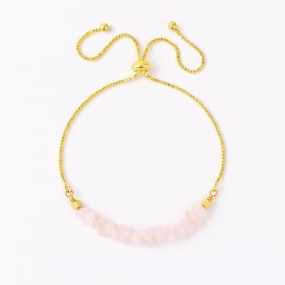 Rozenkwarts Armband Dames - Goudkleurig - Edelsteen Natuursteen - Verstelbaar - Kasey