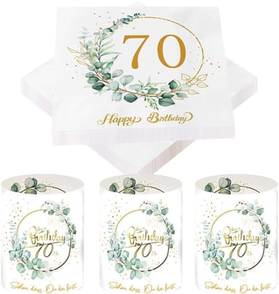 Verjaardag Servetten - Tafeldecoratie Set - Feestelijke Viering - Speciaal Ontwerp - 33x33 cm - Groen Thema