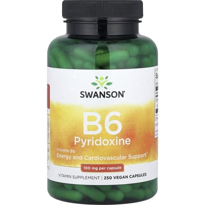 Vitamine B6 Pyridoxine, 100 mg, 250 Vegetarische Capsules
