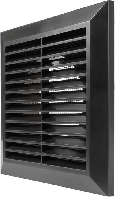 Zwart luchthavenrooster 10,2 cm (4 inch) met luchthoes en gaasscherm voor HVAC-ventilatie