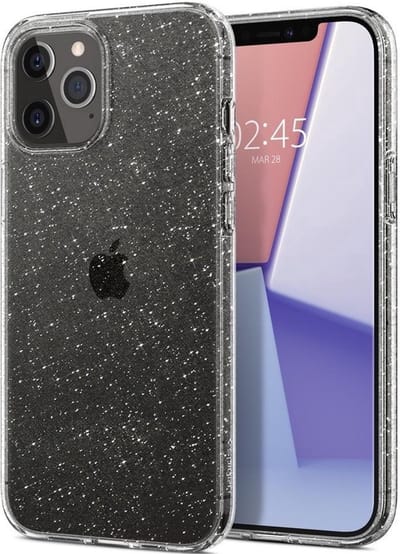 LuxeBass iPhone 12 Pro Max - Glitter Siliconen - Zwart - telefoonhoes - gsm hoes - gsm hoesjes