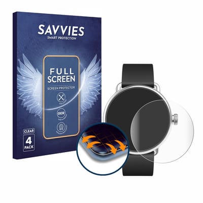 Savvies - Screenprotector voor Withings ScanWatch (38 mm) - Folie Beschermfolie transparant volledig dekking 4 Stuks