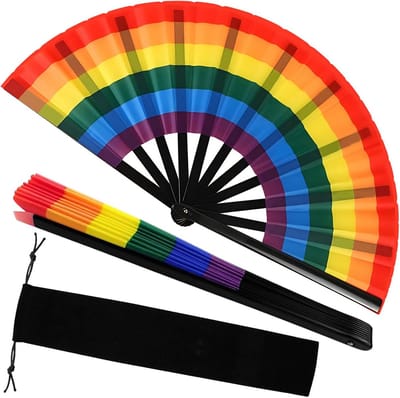 JHUBERS- Rave-Fans - 2 Stuks - Opvouwbaar - Regenboog - Verkoelend - Handventilator - Flexibele Ribben - Ventilator