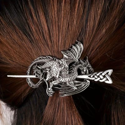 Set van 2 Vintage Viking Draak Haarklemmen voor Vrouwen, Scandinavische Noorse Stijl Haaraccessoires voor Feestdecoratie One-size brown