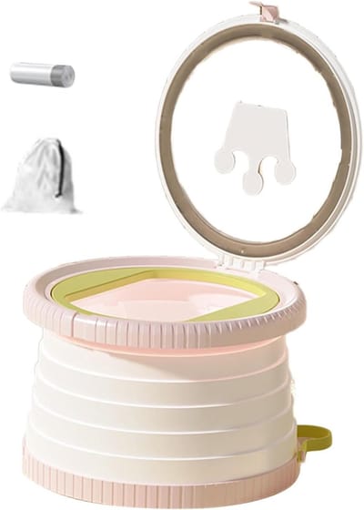 Draagbaar Potje - Zindelijkheidstraining Toilet - Reizen met Peuters - Opvouwbaar en Stabiel - 27 x 27 cm - Roze