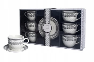 Livello Porseleinen Koffieservies: 6 Mokken 250ml set Schotels
