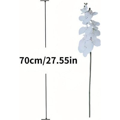 1 Elegante Kunstmatige Orchidee Marmeren Vaas met Lange Stelen, Witte Orchideeën, Weelderige Groene Bladeren, Realistische Onderhoudsarme Huisdecoratie voor Kerst wit