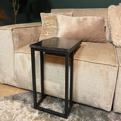 StarFurn Laptoptafel van zwart Marmer - Bijzettafel - Tafel - Computertafel - Slider - Nova Zwart Marmer