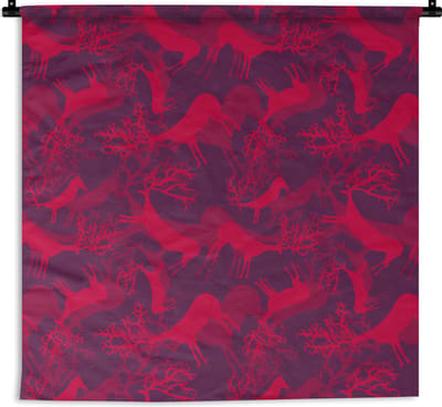 Wandkleed - Wanddoek - Hert - Patroon - Kleuren - 180x180 cm - Wandtapijt