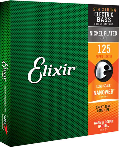 Elixir enkele snaar bas 125L NanoWeb - Enkele basgitaarsnaar