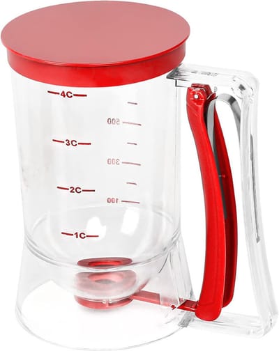 "Beslagdispenser - vetscheider - Boterscheider - beslagtrechter - wafelvorm - Koekjesdeegscheider - Boterscheider- Keukengerei - Bakbenodigdheden - Bakaccessoires - Voor het bakken - Rood "