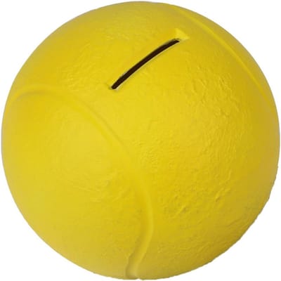 Spaarpot Tennisbal met Slot en Sleutel - Diameter 10 cm - Geel