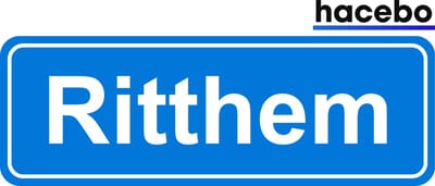 Hacebo - Plaatsnaam Sticker - 29x10 CM - Ritthem sticker - Verkeersborden sticker - grappige cadeaus - Ritthem