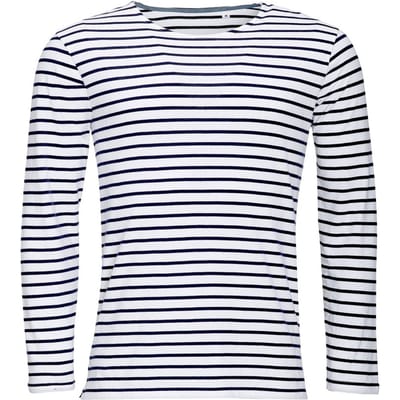 SOLS Heren Marine T-Shirt met lange mouwen (Wit/Zwaar)