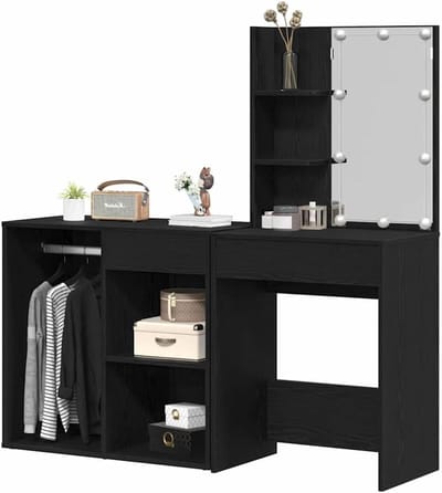 Kaptafel met LED - Make-up tafel Schminktafel - Verzorgingsroutine - Geïntegreerde spiegel - 140 x 40 x 140 cm