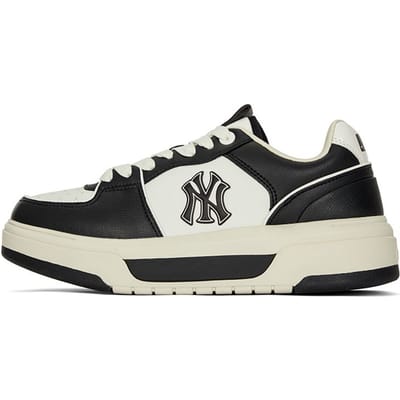 MLB Chunky Liner 24SS New York Yankees Confortable Vintage Décontracté Polyvalent Noir Blanc Panda Augmentant la Hauteur Basse Top Chaussures de Skate 3ASXCLS4N-50BKS 36.5
