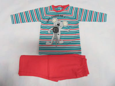 Wiplala - Jen & James - Pyjama - Katoen - Jongens - Rood /groen - Muisje - 6 jaar  116