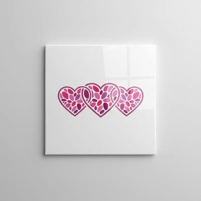 Roze Harten Liefde Tegel 15x15 cm – Romantische Minimalistische Keramische Decoratieve Tegel voor Woondecoratie