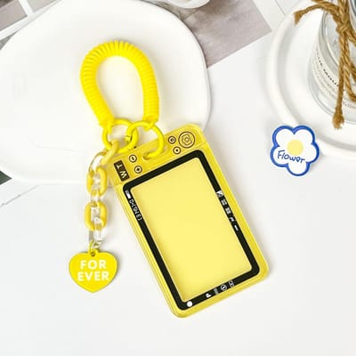 Transparante Acryl Fotokaarthouder Sleutelhanger Idol Fotohoes Krediet ID Bankpas Houder Hoes Beschermhoes geel