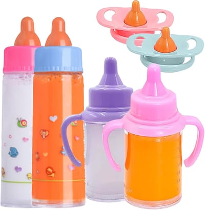Poppen Accessoires Set - Poppenverzorging Speelgoed - Poppen Voeden - Inclusief Fopspeen - 9 cm Poppen
