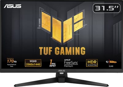 ASUS TUF Gaming VG32AQA1A - QHD Gaming Monitor - G-SYNC Compatible - 170hz - 32 inch