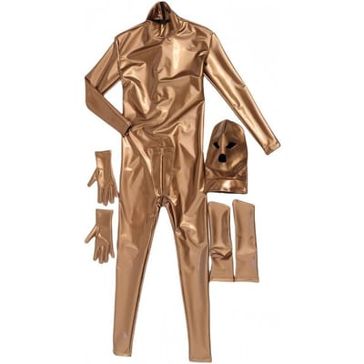 Heren PVC Glanzend Volledig Lichaam Cover Bodysuit PU Faxu Latex Leer U Uitstulping Pouch Man Jumpsuit Meisje Podium Nachtclub Panty Vormgevend EL brown