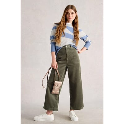White Stuff Tia Cord Wide Leg Crop Mid Green Taglia: 16 REGULAR | Pantaloni da completo Outlet | Donna | Verde
