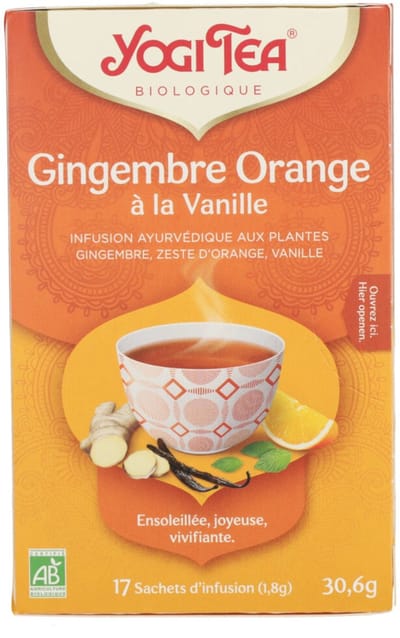Yogi tea Biologische Thee Ginger Orange Vanilla - 3 x 17 stuks - Voordeelverpakking