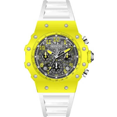 Invicta Racing 69686 Herenhorloge - Quartz Uurwerk - Acryl met Zilveren Wijzerplaat - 43 mm