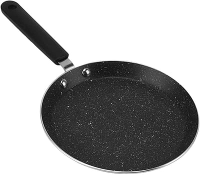 Crêpepan met anti-aanbaklaag - Pannenkoekpan plat - Lekkere pannenkoeken bakken - Gelijkmatige warmteverdeling - 15 cm diameter - Zwart