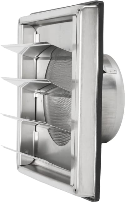Roestvrijstalen Ventilatierooster - Afzuigkap Rooster - Ventilatie Buitenlucht - Met Insectenbescherming - 100mm 125mm 150mm - Zilver