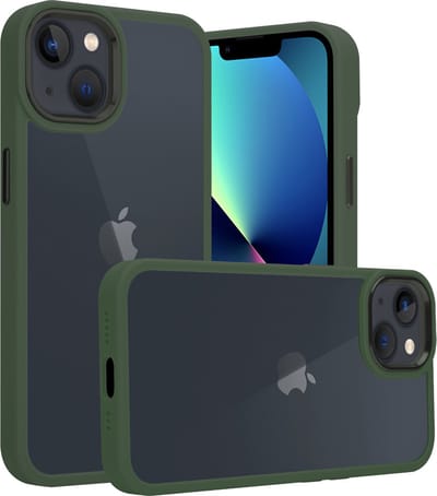 IYUPP Hoesje Geschikt voor iPhone 14 Hoesje - Shockproof Back Cover - Groen x Transparant