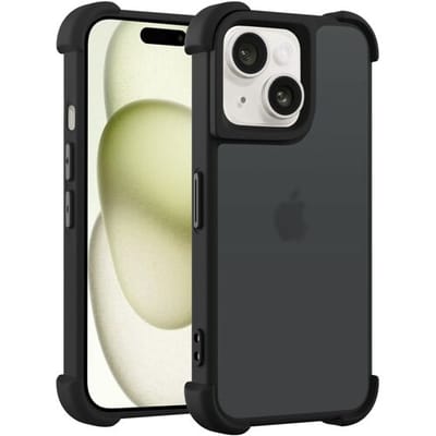 Coverzs matte Shock case geschikt voor iPhone 14 (zwart) - shockbestendig, premium bescherming, duurzaam