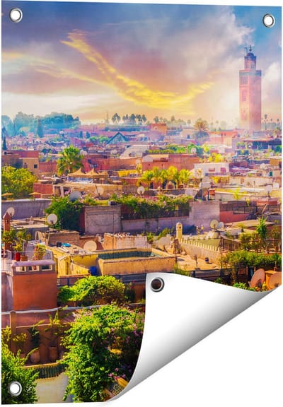 Gards Tuinposter Medina van Marrakesh in Marokko - 40x50 cm - Tuindoek - Tuindecoratie - Wanddecoratie buiten - Tuinschilderij
