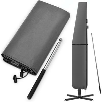 Kingsleeve Zweefparasol Beschermhoes – tot Ø330cm Weerbestendig – Grijs