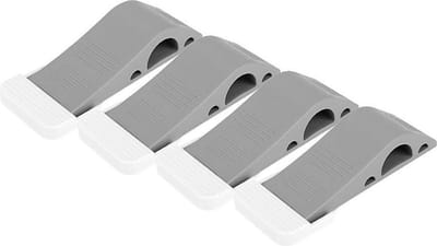 Deurstopper - Rubber Deurvastzetter 4-pack - Deurwig - Deurbuffer - Deurklem Voor Binnen en Buiten - Grijs, met 4 Houders, Stapelbaar - Rubber Door Stop Wedge - Durable Heavy Duty Doorstopper 4-Pack