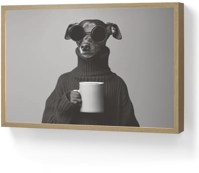 Wandlamp 60x40 cm - Oplaadbaar - Coltrui - Hond - Bril - Mok - Wandlampen binnen woonkamer - Slaapkamer lamp - Decoratieve nachtlamp - Vloerlamp draadloos