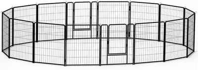 16-Delige Hondenboxset met Deuren en Grondankers, Buitenomheining, Hondenhek, Puppyren, Opvouwbare Dierenbox, Weerbestendig Puppyhek, Draagbare Puppybox voor in de Tuin, Kamperen NAIZY