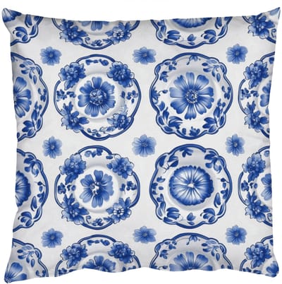 Sierkussens - Kussentjes Woonkamer - 50x50 cm - Sierborden - Bloemen - Blauw