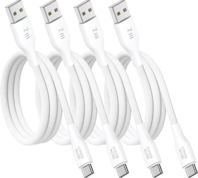 Usb kabel geschikt voor Samsung - 2 meter - 4 stuks - Laadkabel - Oplaadkabel - Wit